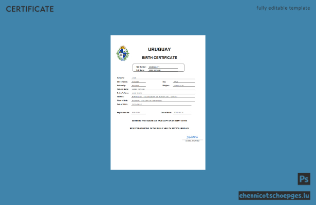 Uruguayische Geburtsurkunde (Word- und PDF-Beispiel)
